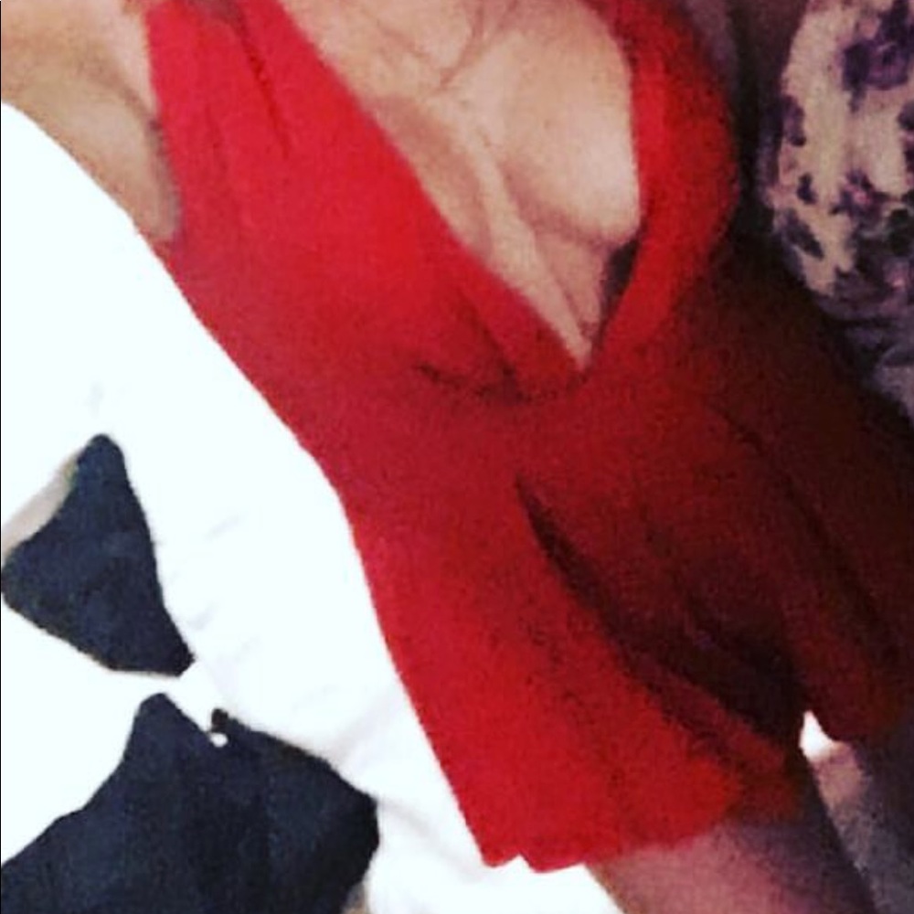 Plunging neck red romper